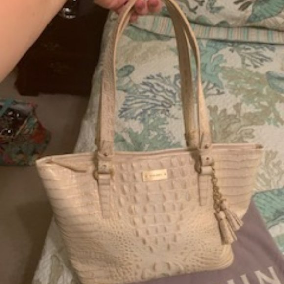 Brahmin Asher Pearl & Gold Melbourne Handbag Genuine Leather New With Tags